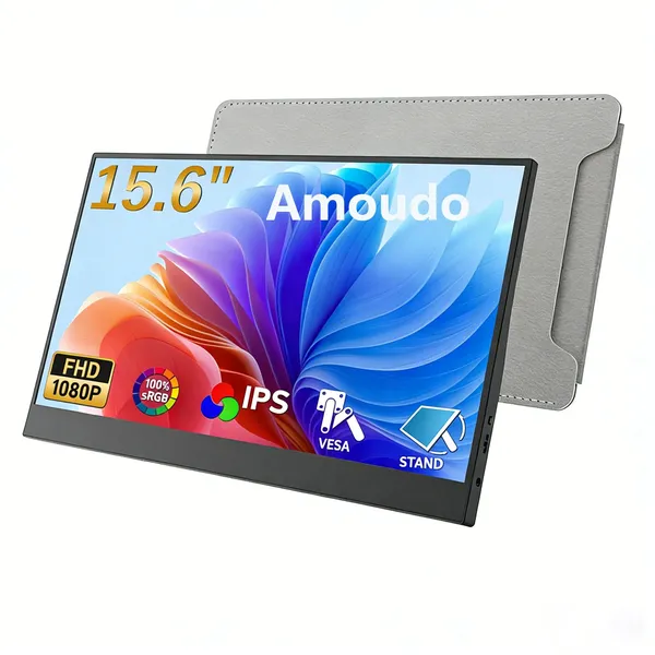 מסך נייד Amoudo 15.6 אינץ׳ FHD IPS עם USBC ו-mini HDMI