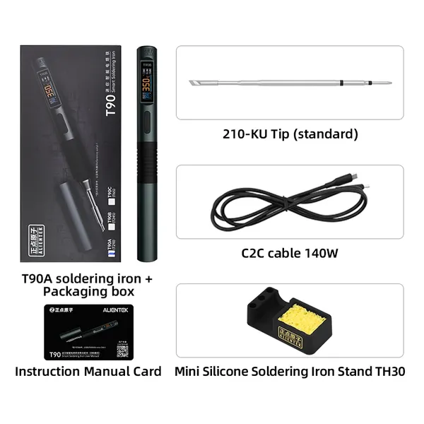 מלחם חכם ALIENTEK T90 עם USB-C PD עד 140W