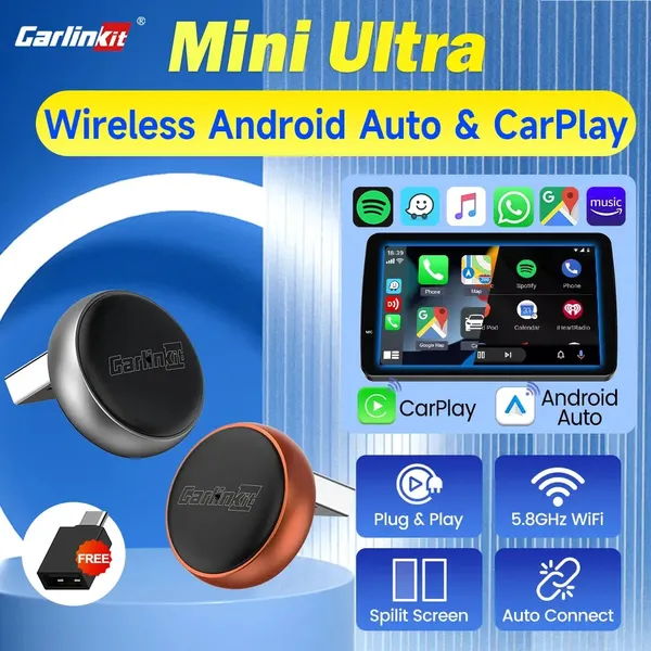 מתאם אלחוטי CarlinKit 5.0 ל-CarPlay ו-Android Auto
